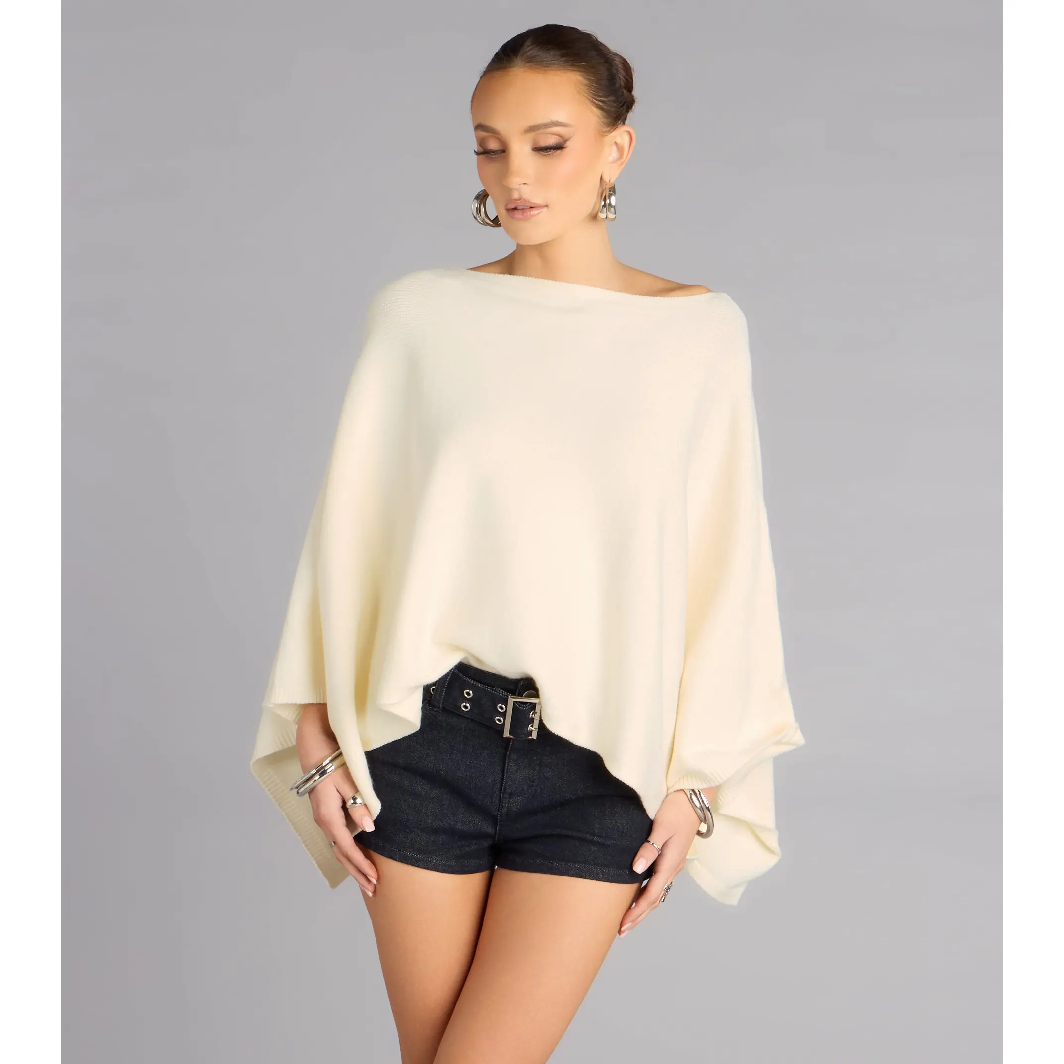Cozy Hour Flowy Sweater Poncho