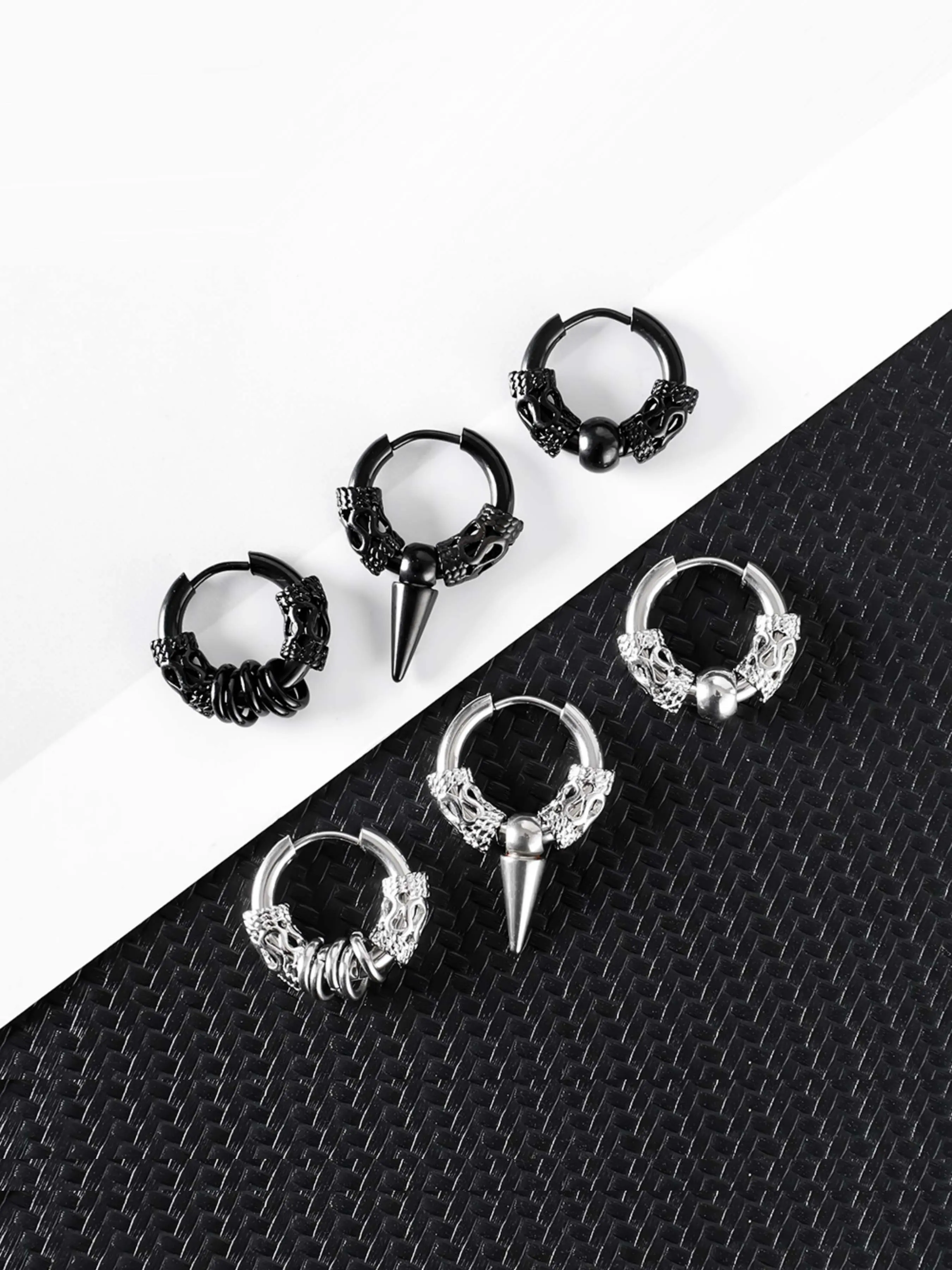 Classic Men Stainless Steel Hoop Earrings for Women Hip Hop Earring for Men Boy Earrings Punk Gothic Ear Stud Jewelry Party Gift Punk Style Earrings