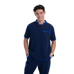 Men's Royal / Navy Blue C-Collar Scrub Top