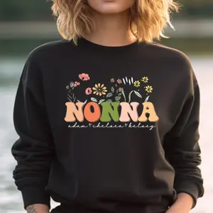Nonna Sweatshirt With Names, Personalized Nonna Wildflowers Sweatshirt, Grandkids Names Sweater, Nonna Crewneck,Mother_s Day Gift,Nonna Gift Womenswear Comfortable
