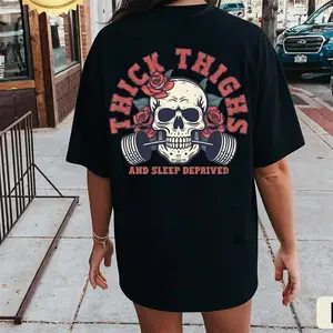 Thick Thighs and Sleep Deprived Shirt, Muscle Mommy, Pump Cover T Shirt, Weightlifting Shirt, Work Out Shirt, Gym Pump Cover