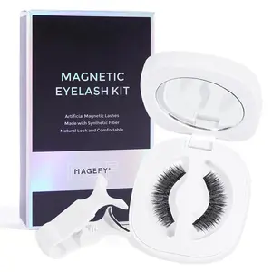 Natural Magnetic Eyelash Kit, Soft Magnetic Eyelashes, Fluffy False Eyelashes, 1 Set Fluffy Curling Fake Eyelashes with Professional Applicator Tweezers, Reusable Eye Makeup Tool