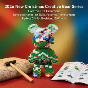 2026 New Christmas Teddy Bear Building Block Toy, 1467 Pieces, 26.5cm Home Decor, Gift for Friends, Enhance Patience & Creativity