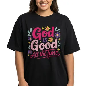 God Is Good All The Time Shirt Women Retro Christian Graphic Tee Plus Size Faith Top