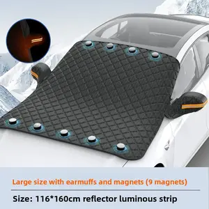 Car Windshield Snow Cover Sun Shade Winter Dust Rain Ice Frost Guard Protector with Earmuffs & Magnets 116x160cm Durable Design for Winter Weather Protection & Summer Sunshade