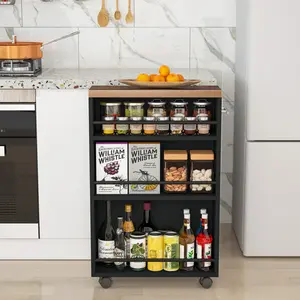 LITTLE TREE Slim Storage Cart, Rolling Narrow Kitchen Cart on Wheels for Small Place, 4-Tier Slide Out Slim Utility Cart Skinny Laundry Cart with Handle for Kitchen, Bathroom, Laundry