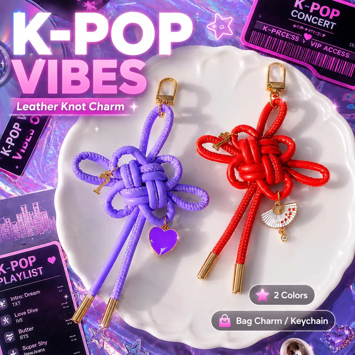 Kpop PU Leather Keychain with Snap Hook - Women's Casual Wear Fashion Accessory, Ideal for Keys/Bags/Purses, Good Luck Themed Gift for Friends, Good Luck Wishes, Keychain Decor, Casual Use, Key Ring, Cute Keychains