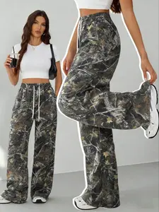 Women's Camo Printed Loose Long Pants with Pockets, Casual Drawstring Waist, Perfect for Spring Summer Fall, All Seasons Wear