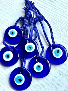 Evil eye  glass thick pendant with rope