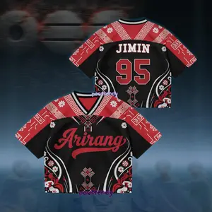Floral Album 2026 Arirang Style Mesh Crop Jersey, Personalized Kpop Football Croptop, Custom Name ARMY Fan Shirt, Concert Outfit, Kpop Fan Merch Gift
