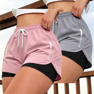 2PCS women’s casual athletic shorts with built-in lining, drawstring design, and elastic waistband — suitable for outdoor sports, fitness, running, and everyday wear; women’s shorts, athletic shorts, womenswear — a gift for her, summer vibe