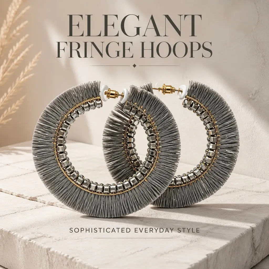 Raffia Bead Hoops