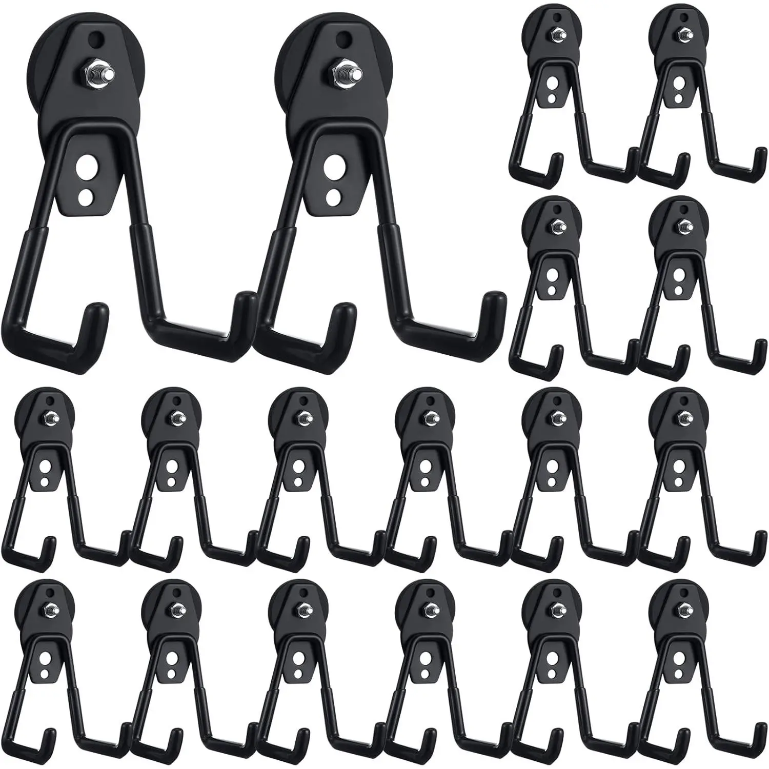 Large Magnetic Hooks Garage Magnet Hooks Strong Storage Utility Magnetic Hangers with Anti Coating for Indoor and Hanging(Black,18 Pcs) Iron Organiser