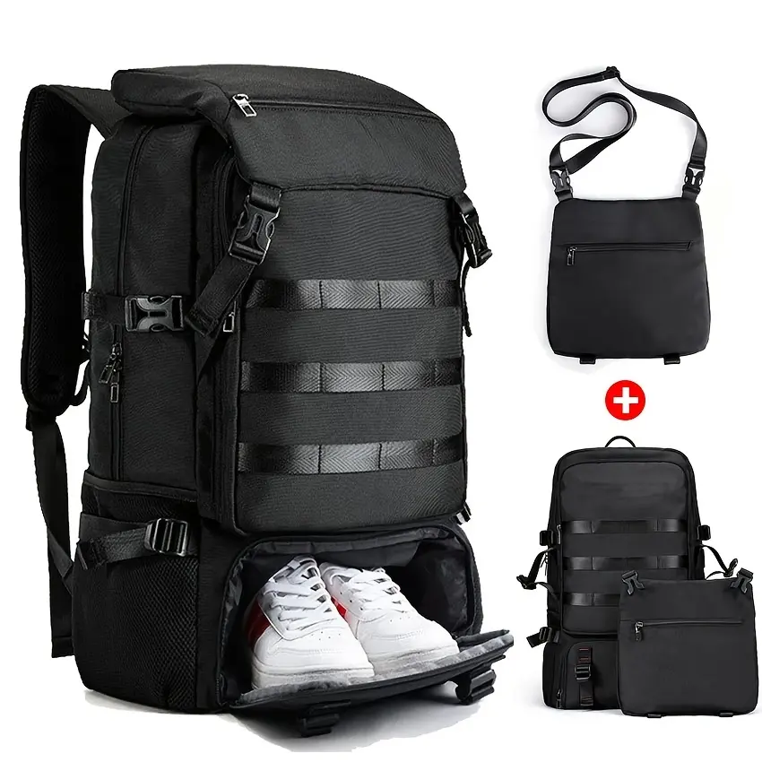 Men's Travel Backpack, 70 liter Large Capacity Hiking Backpack, Business Laptop Backpack, Waterproof Backpack With Shoe Compartment, Multifunctional Outdoor Sports Daypack, Hiking Mountaineering Bag