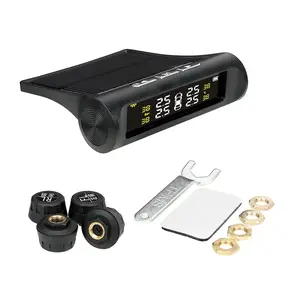 Car TPMS Tire Pressure Monitoring System Auto Alarm Systems Pressure External Sensor Solar Power Digital LCD Display