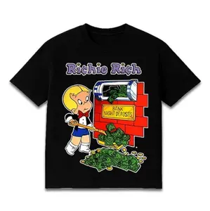 Vintage Richie Rich Bank Black T-Shirt, Gift for men, Gift for woman, Gift for unisex, richie rich shirt