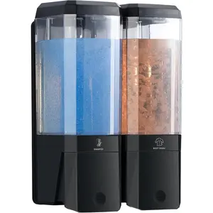 Shampoo and Conditioner Dispenser Wall Mounted, Shower Soap Dispenser No Drill Upadate Easy Slot Install, Shampoo Dispenser for Shower Bathroom Large Capacity 500ml * 2 Chamber Holder Black