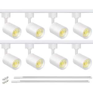 8-Light LED Track Lighting Kit with 6.6FT H Type Track Rails, Dimmable Track Light Heads Bright Ceiling Spotlight Fixture for Kitchen Accent Art, 3000K Warm White, No Flicker 10W 800lm White