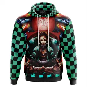 Trippy Kamado Tanjiro Demon Slayer Hoodie - Hoodies Japanese Anime Manga Style Zip Up Hooded Sweatshirts Men Women Fashion Y2k Oversized Pullovers
