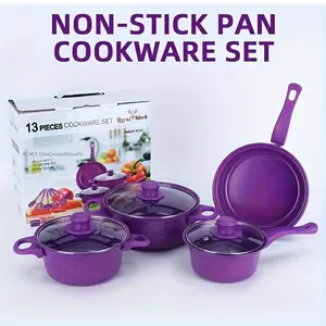 13Pcs cooker set, Cookware Set, suitable for induction cooker, nonstick cooking set, non-stick and easy to clean, a must for kitchen, can be used in home, restaurant and outdoor camping, perfect gift