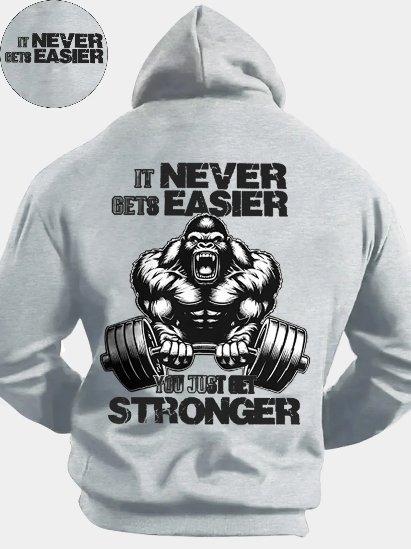 Men's Hooded Sweatshirt with Gorilla Print, Casual Long Sleeve Pullover with Drawstring & Pocket Design, Fall Winter Fashion, Graphic Hoodies, Printed Hoodies