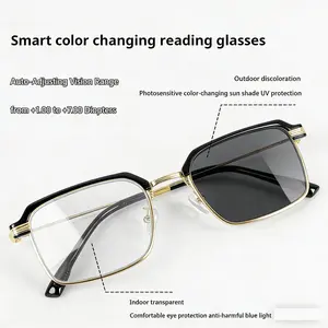 [High-definition] Multifunctional autofocus reading glasses, UV and blue light protection, high-definition lenses, soft silicone nose pads, suitable for reading, using mobile phones, and can be worn while driving or traveling. Unisex.