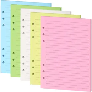 Lined Refill Paper, A5 Planner Inserts, Colorful Ruled Journal Fillers for 6-Ring Binder,5-color 120 GSM Thick Loose Leaf Paper,50 Sheets/100 Pages(50, A5(8.26x5.6in))