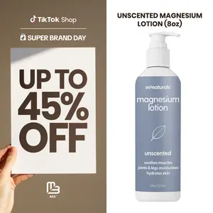 Unscented Magnesium Lotion for Sleep & Leg Cramps, Suitable for Sensitive Skin, Helps with Muscle Relaxation, Soothes Tired Legs & Foot Aches and Supports Restful Nights, 8 fl oz by M3
