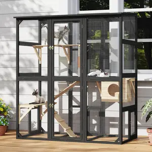 Luxury Outdoor Walk-In Cat Catio – Safe, Multi-Level Playground for Cats, Outside Enclosure for Feline Pets