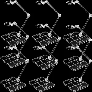 9PCS Action Figure Display Holder Base Clear Display Stand Doll Model Support Stand Compatible for HG RG SD SHF Gundam 1/144 Toy