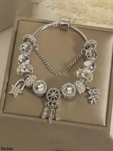 Y2K Style Charm Bracelet, Fashionable Rhinestone Decorated Bracelet for Women & Girls, Trendy All-match & Exquisite Jewelry for Birthday Gift, Bling Stylish Accessory, Fashion Bracelets, Rhinestone Decor Bangles
