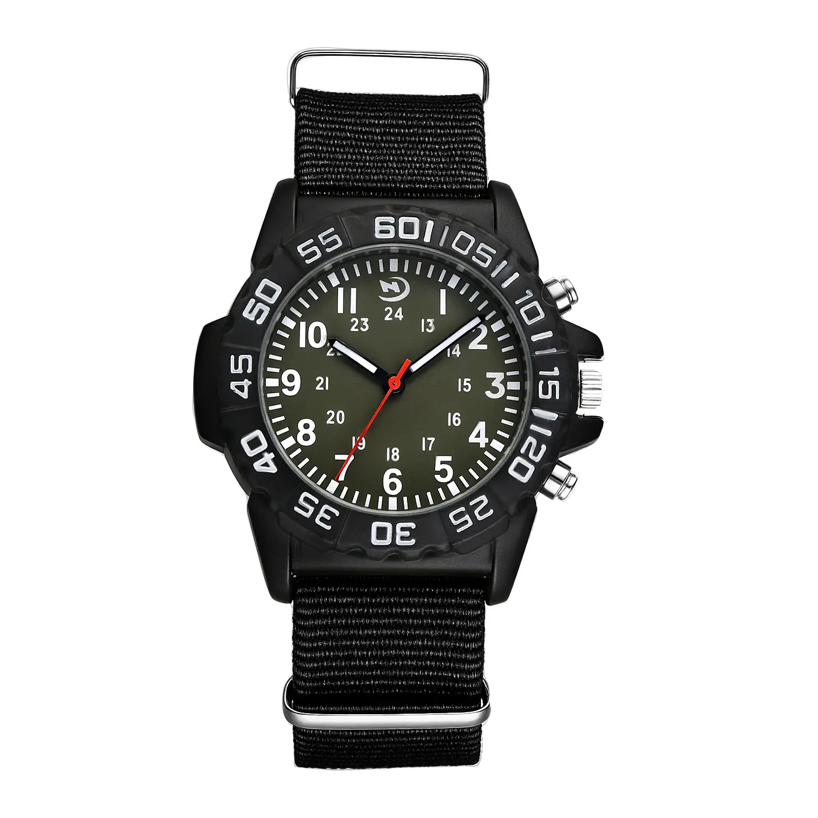 OIDEA Men's Tactical Casual Analog Watch with Military Look, Lightweight Nylon Strap, Dual Time Function for Outdoor Wear, Round Face, Arabic Numeral, Tactical Wrist Watches, Dual Time Dial, Durable, Quartz