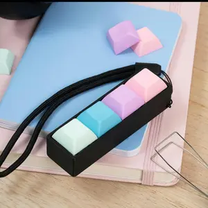 Stress Relief Keyboard  4 Keys Mechanical Keychain with LED Lights Transparent Design 7.5cm x 2.95in for Simple Focus Stress Relief keyboard  toy Portable,fidget ers,calm anxiety,fidget keyboard keychain,fingertip toy