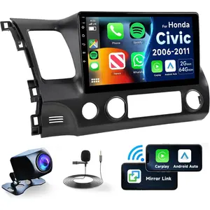 Android 15 Car Radio for Honda Civic 2006 2007 2008 2009 2010 2011, 10.1" Touch Screen, Wireless Carplay, Android Auto, Bluetooth, GPS Navigation, WiFi/FM/32UI/EQ, Steering Wheel Control, AHD Backup Camera, HiFi Audio, Father's Day Gift