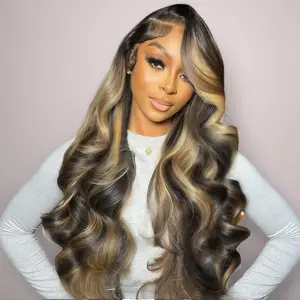 24inch 99j- 1B/27-black  Body Wave Wig  13x6 Transparent HD Lace Front -  Human Virgin Hair (12-36 Inches), 200% Density | Glueless Exclusive Women’s Wig, Raw Hair Texture, Undetectable & Full Volume