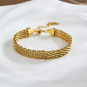 Ladies' herringbone weave adjustable bracelet, personalized stainless steel Cuban bracelet, ladies' summer bracelet