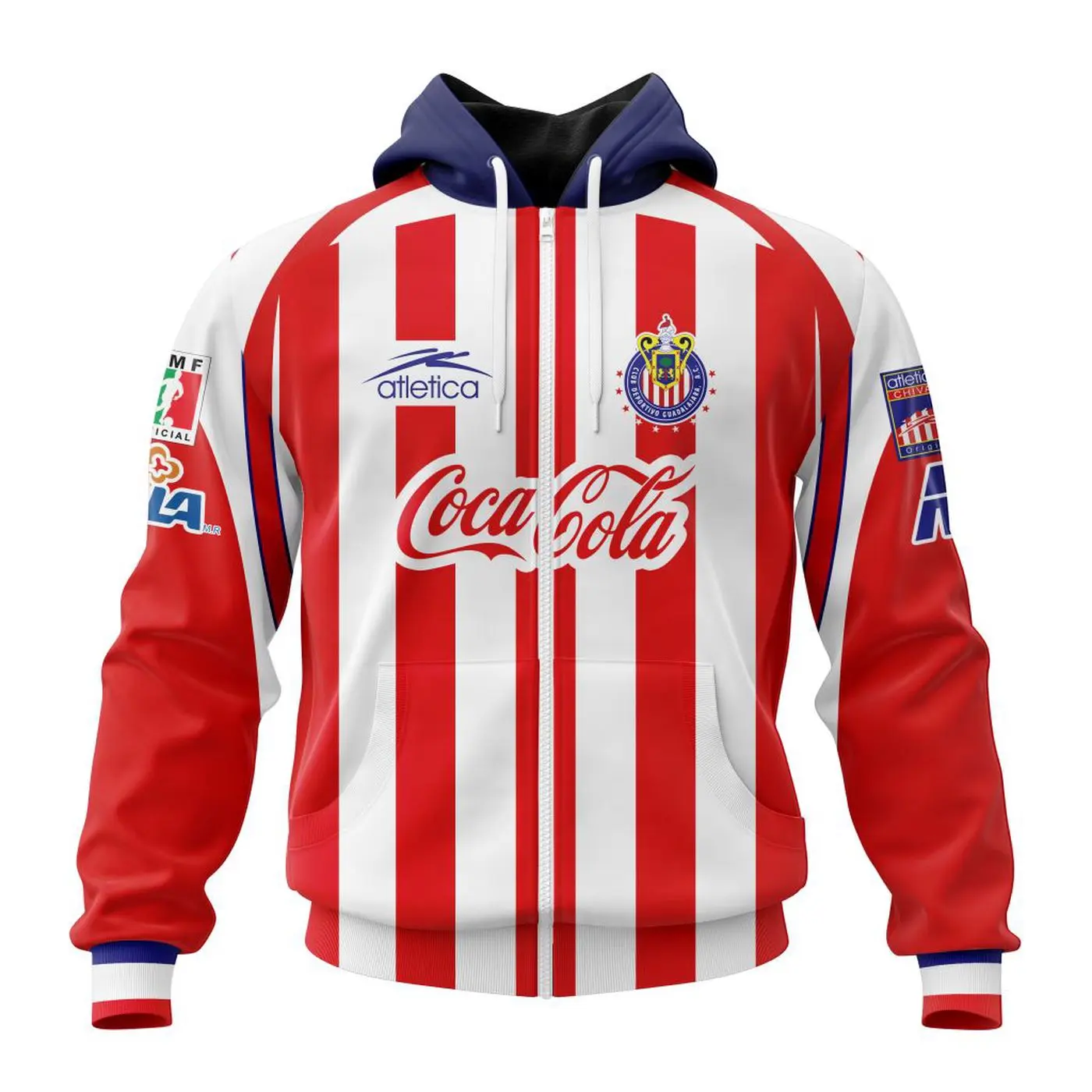 LIGA MX Chivas Guadalajara Retro 1998-1999 Home Kits Hoodie Zip