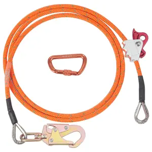 Father's Day Gift VEVOR 12.7mm Steel Core Flipline, 10ft(3m) Arborist Flipline for Tree Climbing with Alloy Steel Snap Hook & Aluminum Alloy Carabiner, 32KN Breaking Tension for Fall Protection, Tree Climber