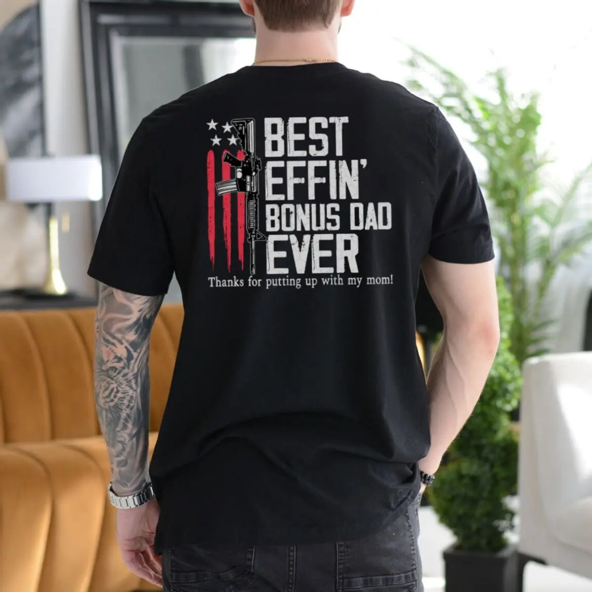 Bestt Effin’ Bonus Dad Ever On Back Shirt, Stepdad Shirt, Father’S Day Gift, Gift For Dad, Unisex Sweater Pullover Tee