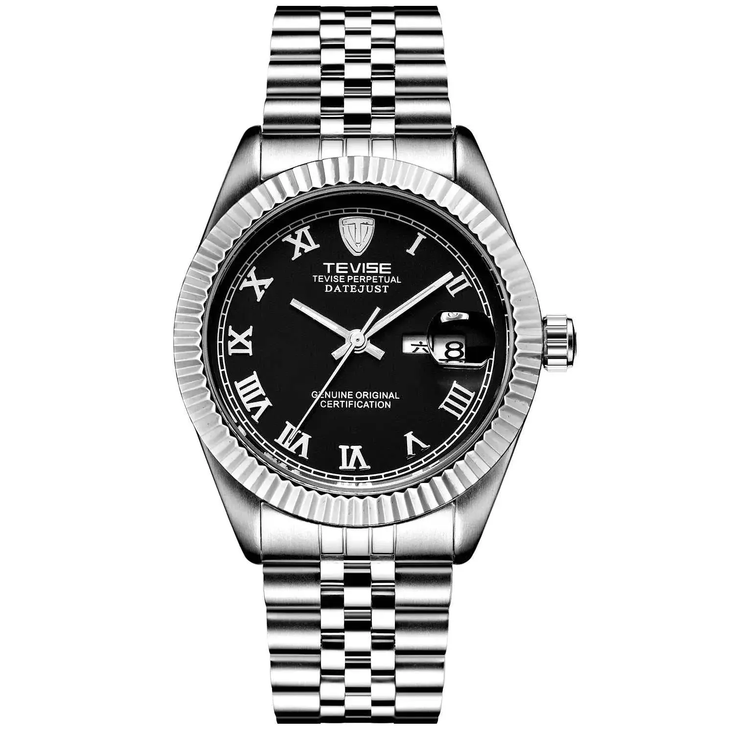 TEVISE Men's Detective Explosion Calendar Watch, All-Steel Fashion Mechanical Automatic Waterproof Business Watch, All-Steel Mechanical Watches, Fashion Mechanical Watches