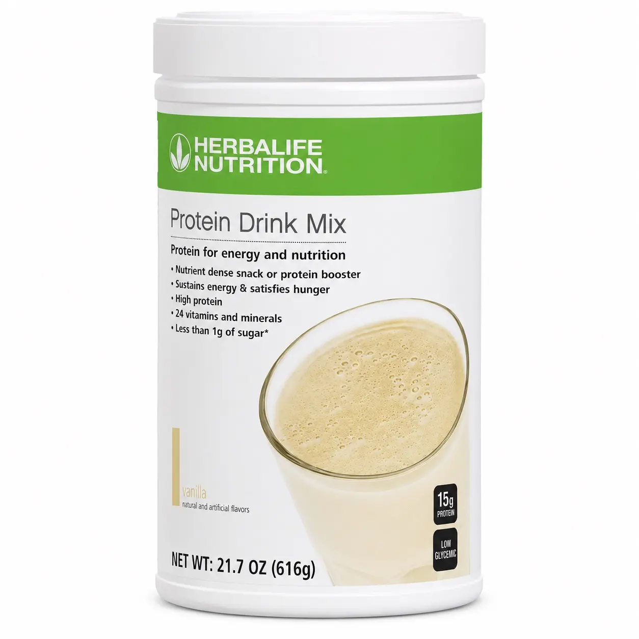 Herbalife Nutrition Protein Drink Mix Vanilla 616 g - 15g Soy Protein, 24 Vitamins & Minerals, Gluten Free, High Protein Snack