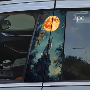 Wolf & Moon Pattern Universal Car Sticker, Waterproof Self Adhesive Car Decal, Car Exterior Decoration Accessories for Car Body Window