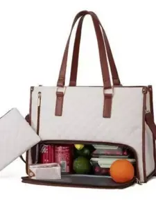 Women's Durable Lunch Bag Set, 2-In-1 Insulated Compartment, Large Capacity Laptop Sleeve, Fashionable Waterproof Design