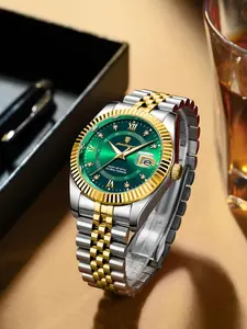 Men's Round Dial Quartz Watch, Business Fashion Watches for Party, Daily Clothing Decor, Trendy All-match & Exquisite Watch for Birthday Gift with Box