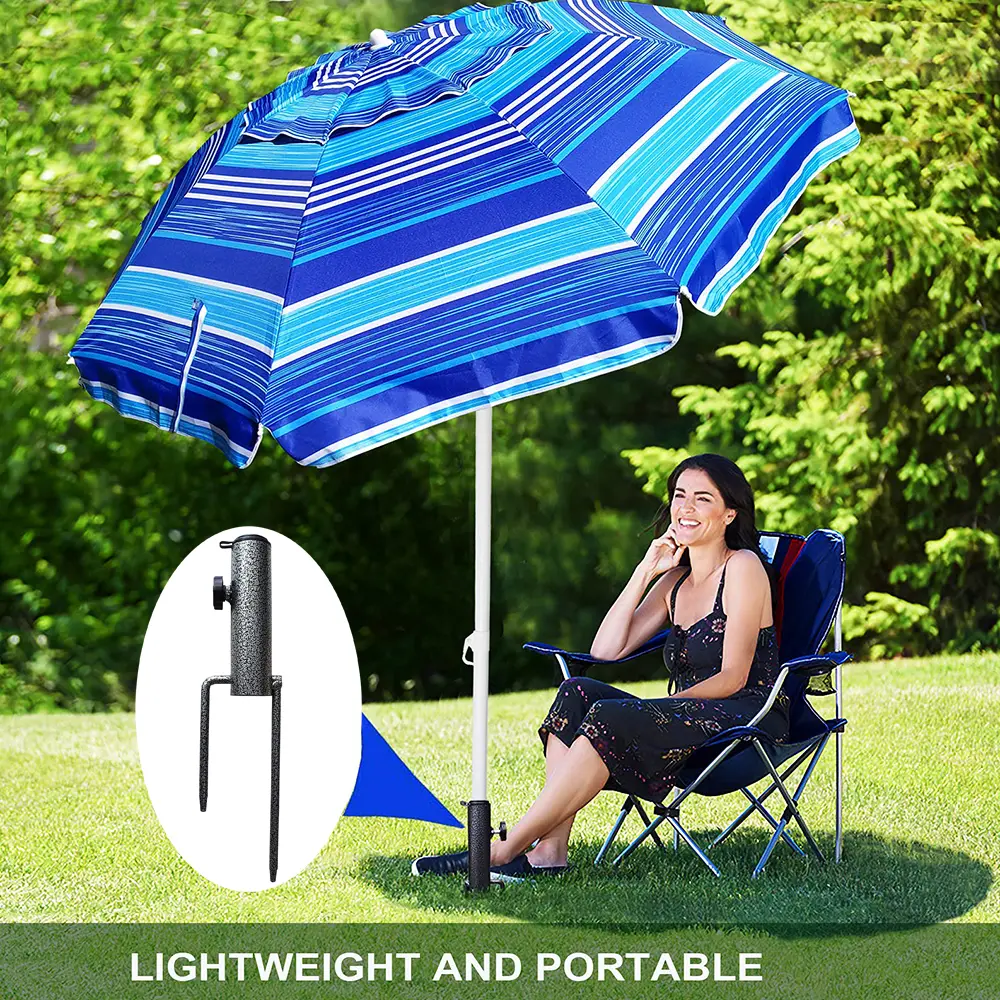 2PCS Patio Umbrella Steel Anchor Beach Umbrella Heavy Duty Metal Ground Grass Auger Holder Stands Base with Two Forks Ideal for Use in Soil For Flag, Fishing Rod, Outdoor, Park, Lawn