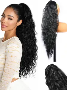 30 Inch Ponytail Extension Claw Clip Ponytail Extension Long Curly Loose Wavy Wave Wavy Pony Tails Hair Extensions for Women Fluffy Natural Looking Synthetic Clip in Ponytail Hairpiece for Daily Use