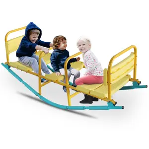 Kindergarten Kids Double-Triple Seesaw Rocking Horse, Rustproof Steel Park Playground Equipment with Safety Handles, Outdoor Kids Stuff, Triple Seats, Rustproofsteel