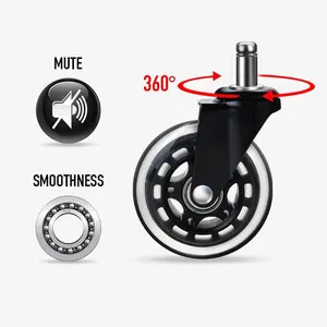 Office Chair Wheel Replacement, Chair Foot Wheel, Noise-free Wheel, Furniture Hardware for Most Floor Types, Heavy Duty, Furniture Moving Wheel