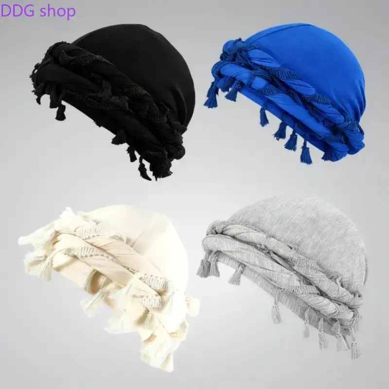 Solid Color Satin Lined Turban Hat, Unisex Boho Head Wrap for Men & Women, Vintage Style Elastic Hair Cover, Fashion Accessory for Daily & Outdoor Wear