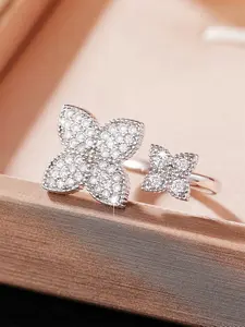 Elegant Artificial Zircon Decorated Ring, Fashion Accessories for Women & Girls, Trendy All-match & Exquisite Jewelry for Birthday Gift, Stackable Rings